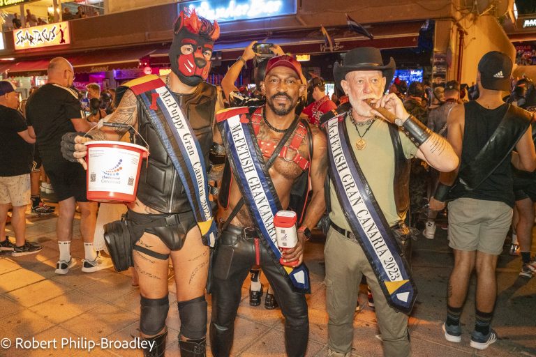 Fetish Pride titleholders and friends in leather gear